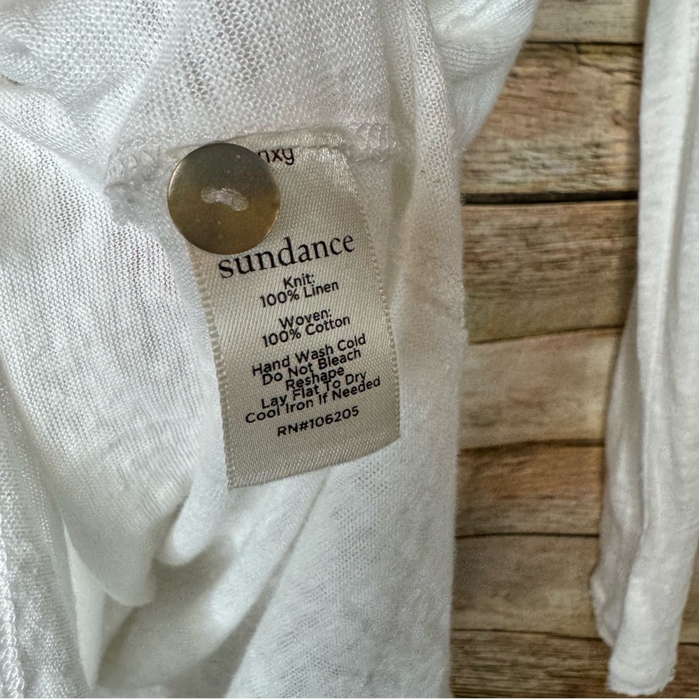 Sundance Linen Coastland Semi Sheer Button Down Pocket Top Size Small - Picture 8 of 8